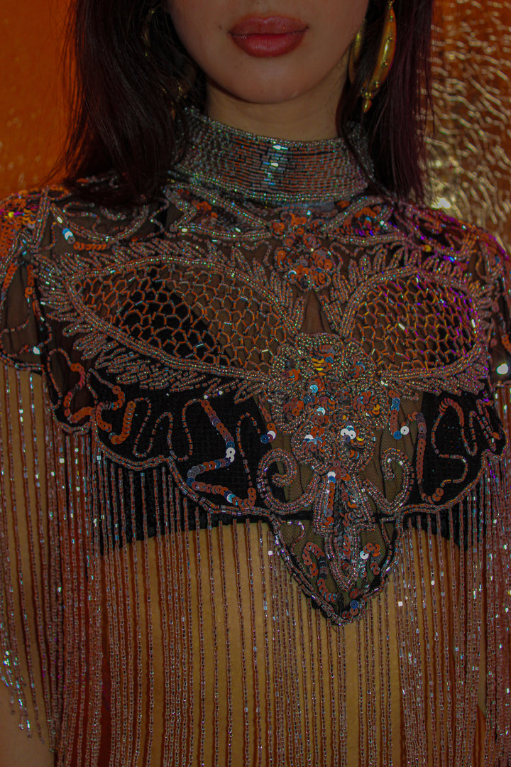 Silver Solstice Hand-Beaded Capelet
