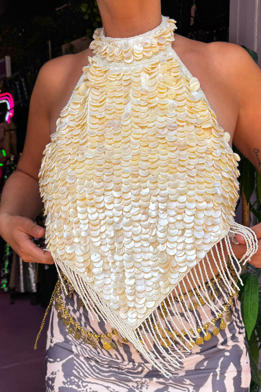 Oceana Cream Shell Top