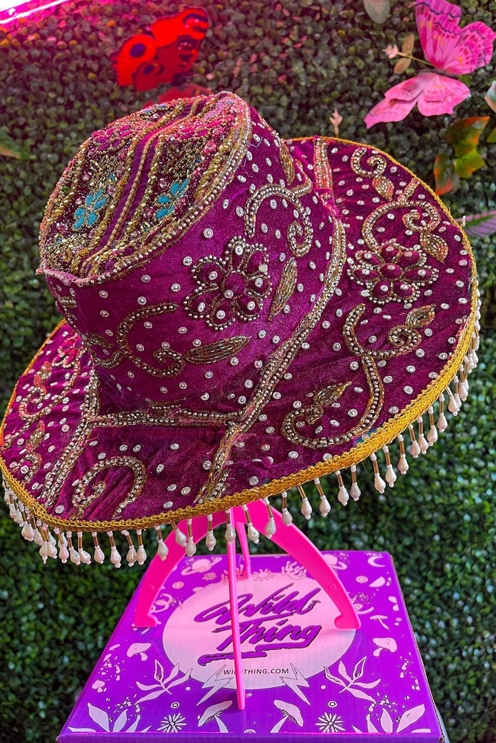 Side angle of Moonlit Meadow Sari Hat showcasing design