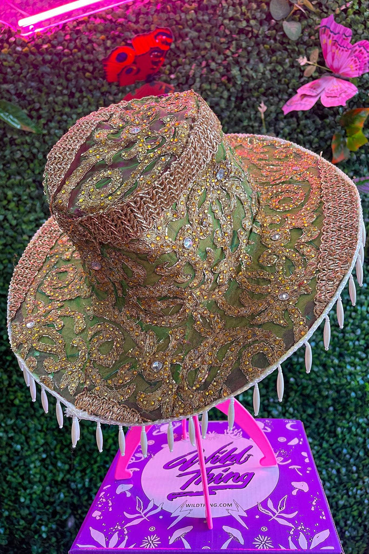 Detailed embroidery on Moonlit Meadow Sari Hat