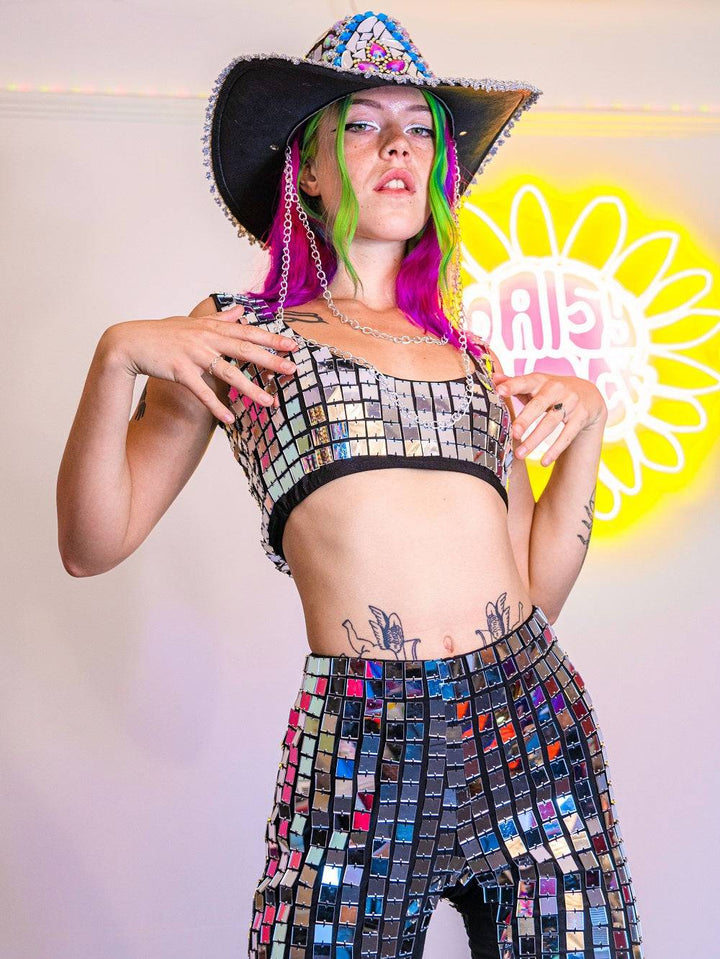 Molly Mirror Crop Top with matching pants and hat, front view