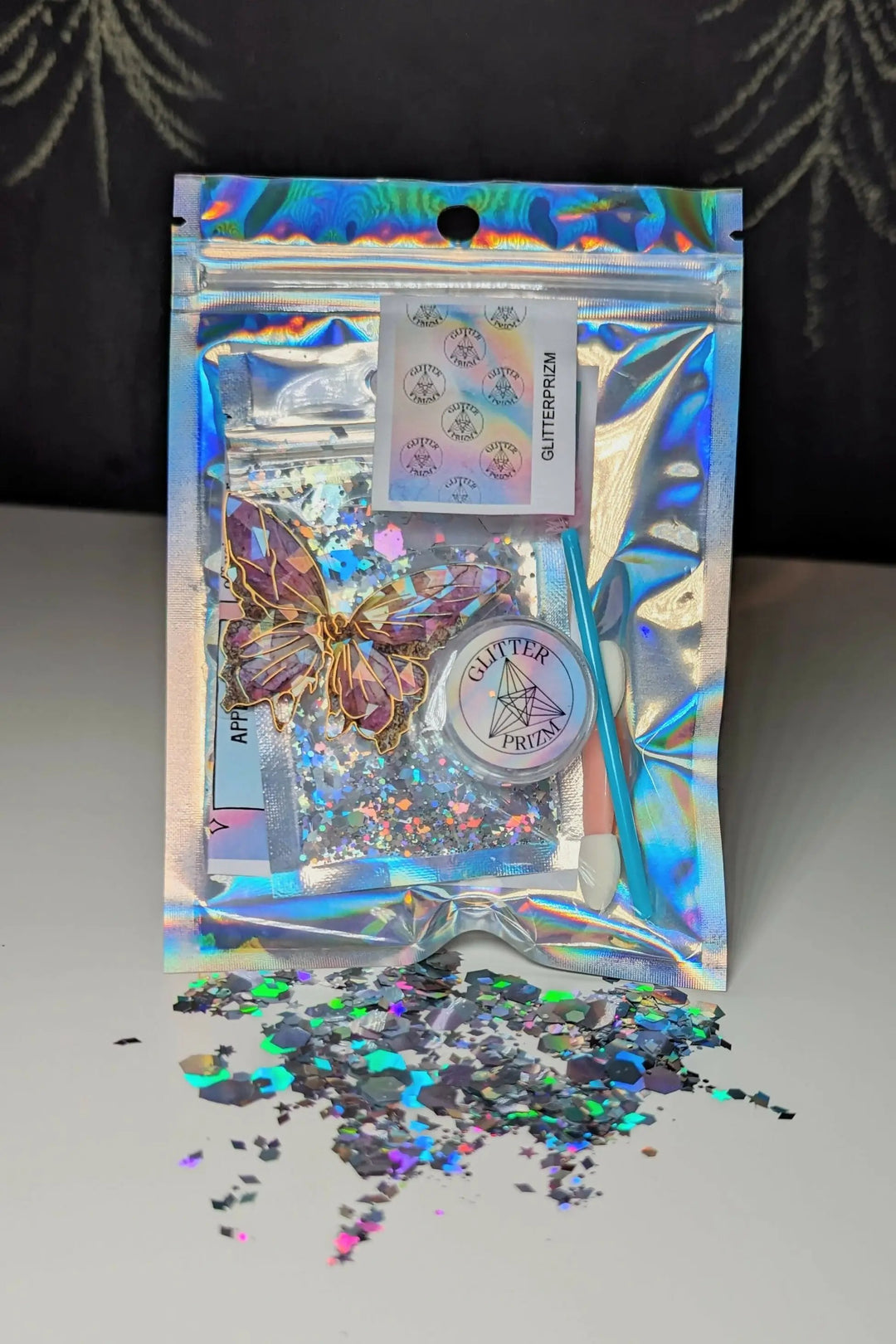 Glitterprizm Mini Glitter Kit with holographic packaging