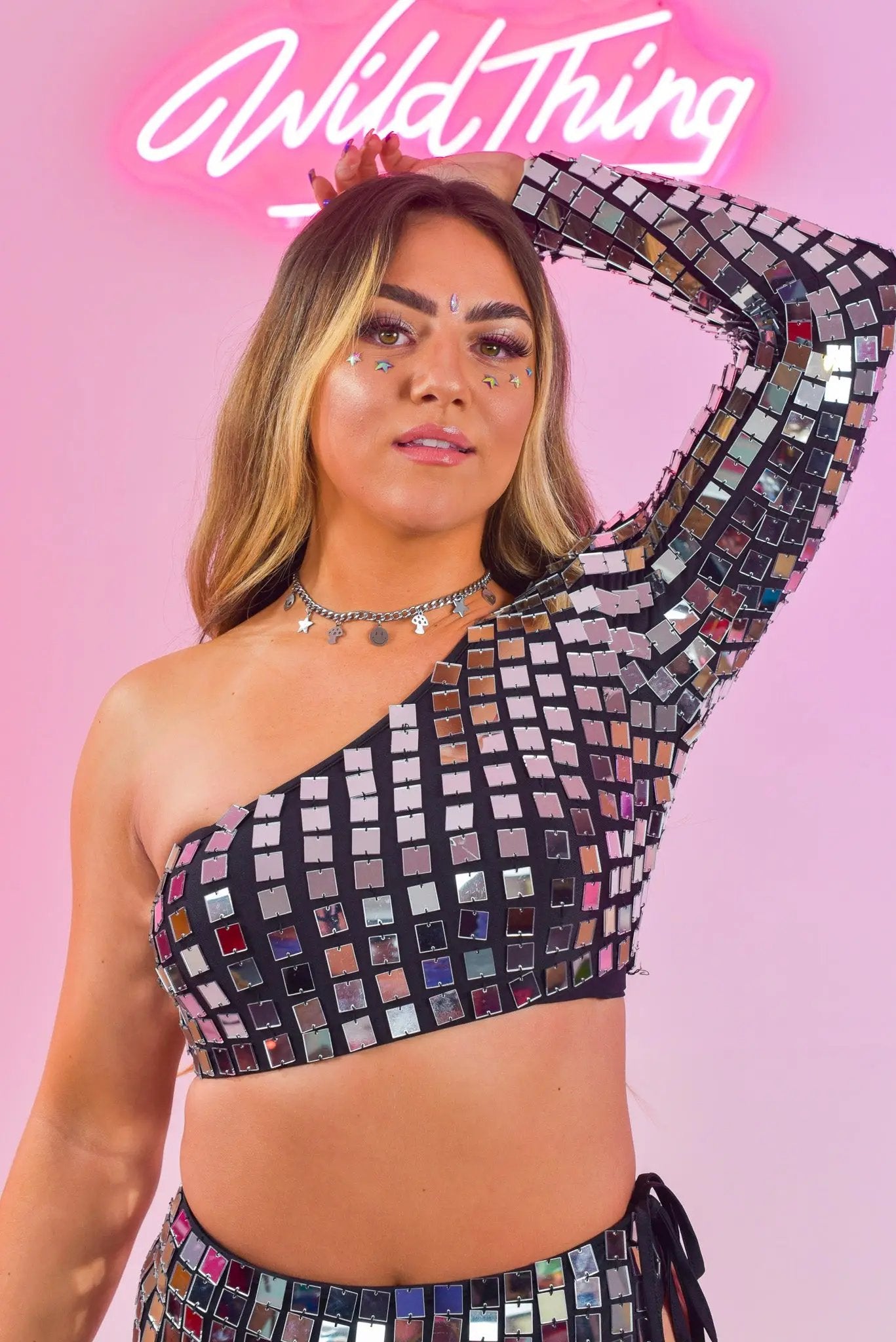 Molly Mirror One Sleeve Crop Top | Rave &amp; Festival Fashion