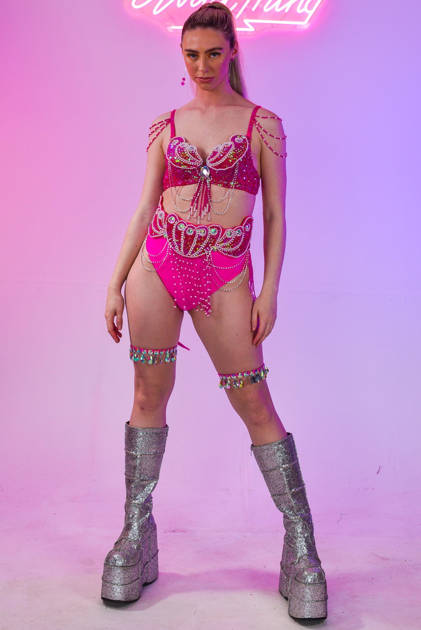Pink Crystal Bikini Set | Rave &amp; Festival Fashion