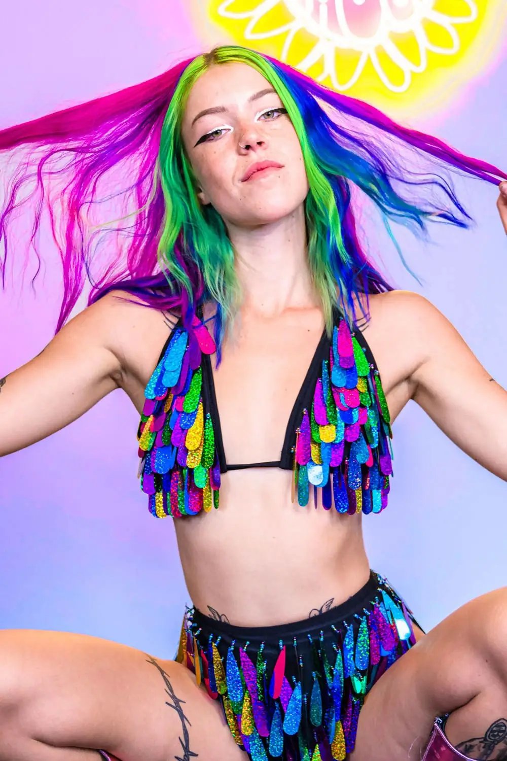 Angel Dust Bikini Top Rainbow | Rave &amp; Festival Fashion