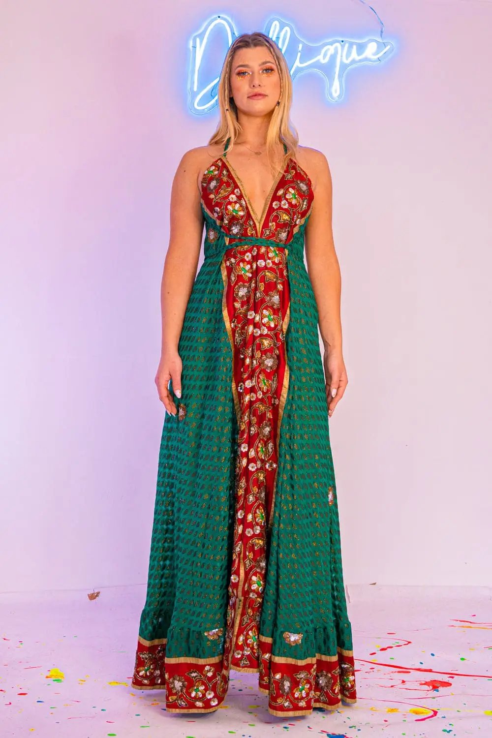Green One of a kind Maxi Dress | Rave &amp; Festival Fashion