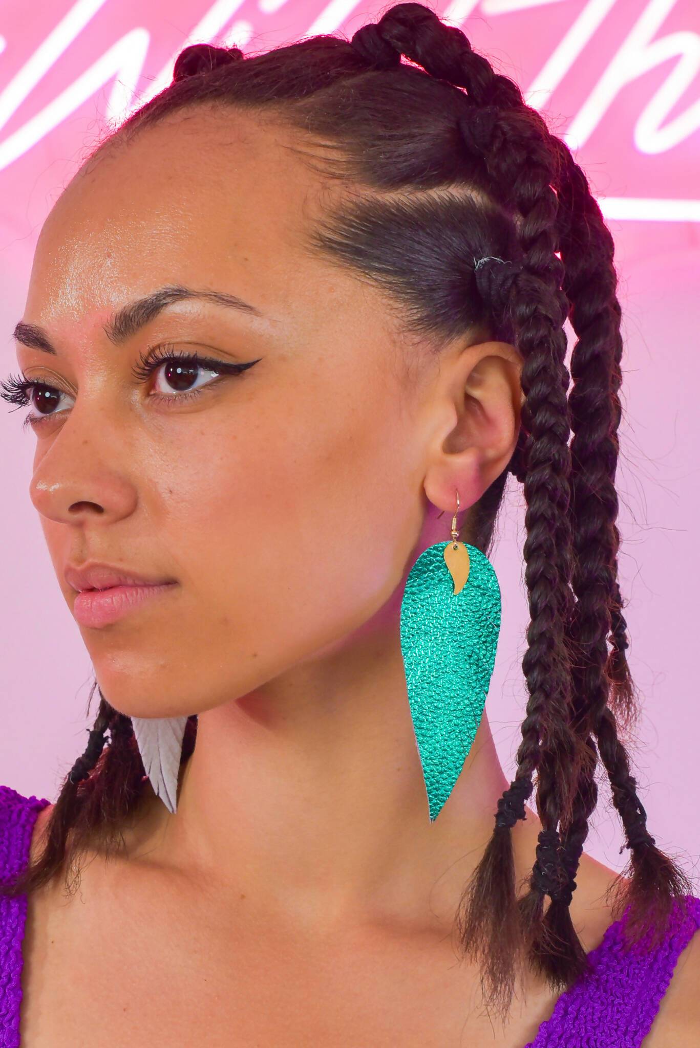 Turquoise feathers earrings