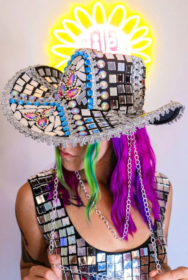 Molly Mirror Cowboy Hat with vibrant mosaic design