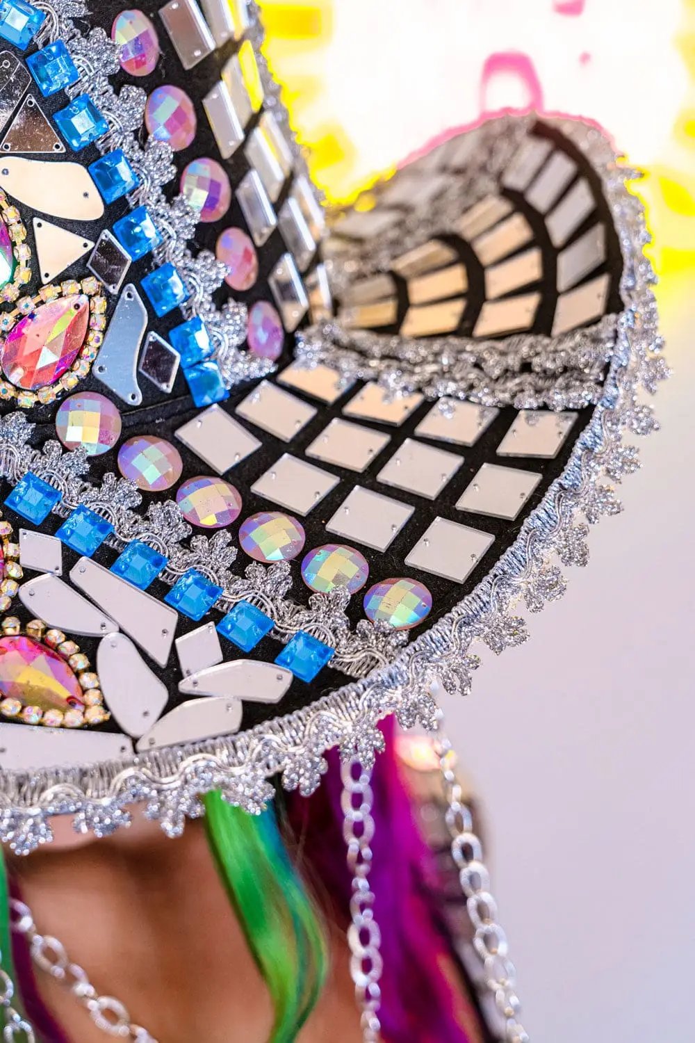 Detailed view of Molly Mirror Cowboy Hat's sparkling design