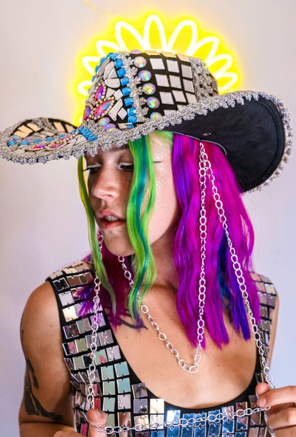 Molly Mirror Cowboy Hat | Rave and Festival clothing on Wild Thing