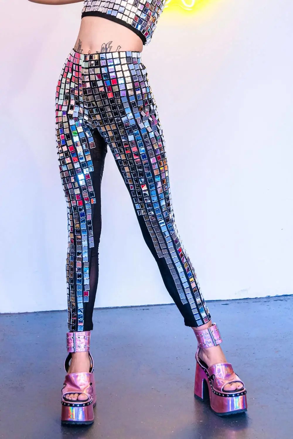NWT Kate Spade Women's Glitter Front Legging Black & Silver Shimmer Sz S/M  & M/L