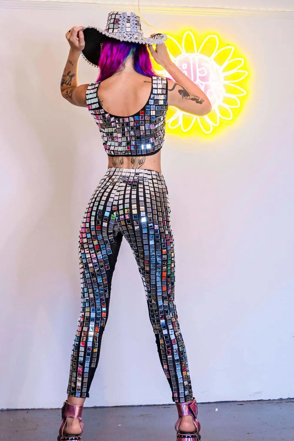 Molly Mirror Leggings | Silver | Rave and Festival clothing on Wild Thing