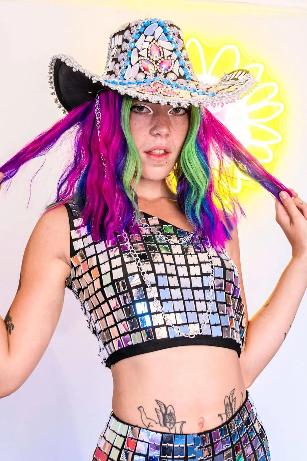 Rainbow Lace-Up Rave Top, Rave Girl Outfits