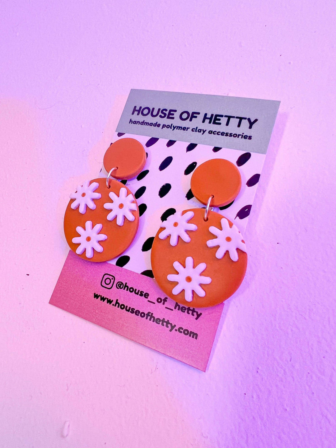 Mustard polymer clay daisy dangle earrings by House of Hetty