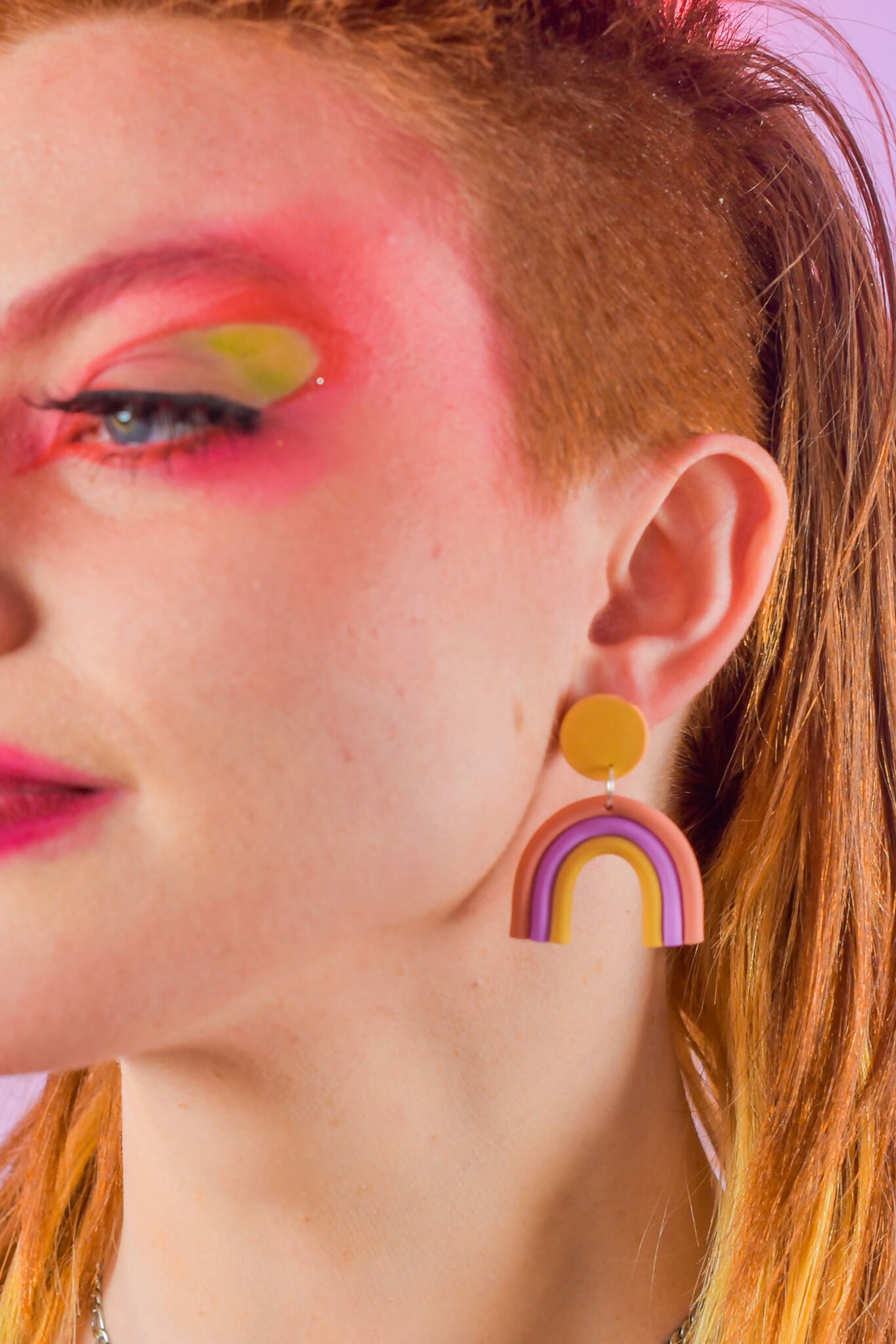 Polymer clay pastel rainbow dangle earrings