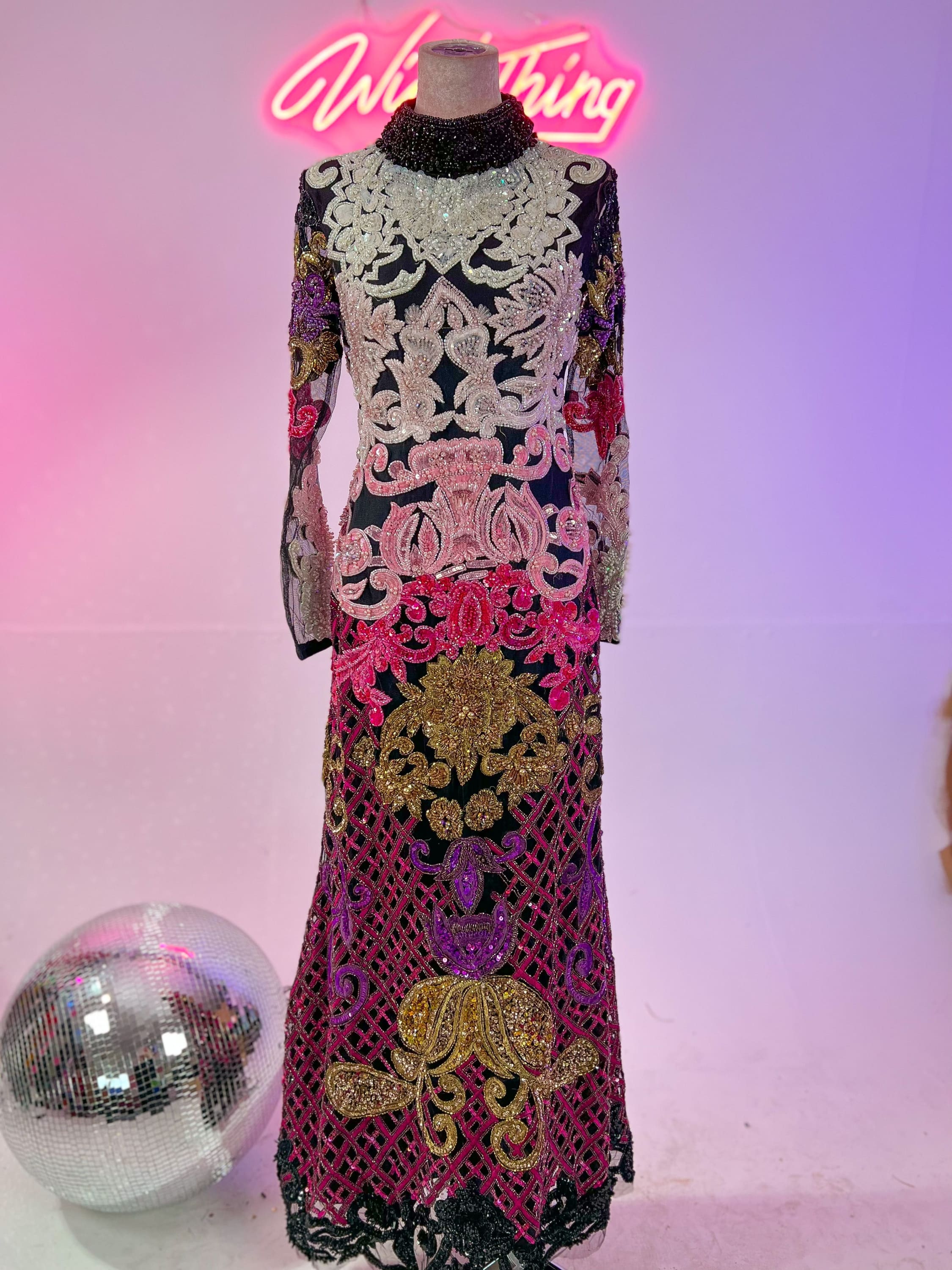 Rainbow Maxi Sequin Gown dress - UK 8