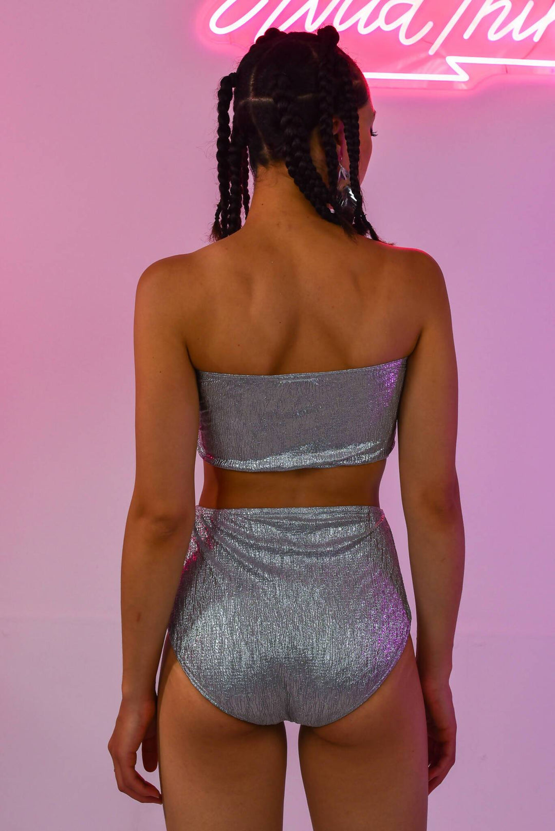 Back view of Star Gazer Silver Bandeau set.