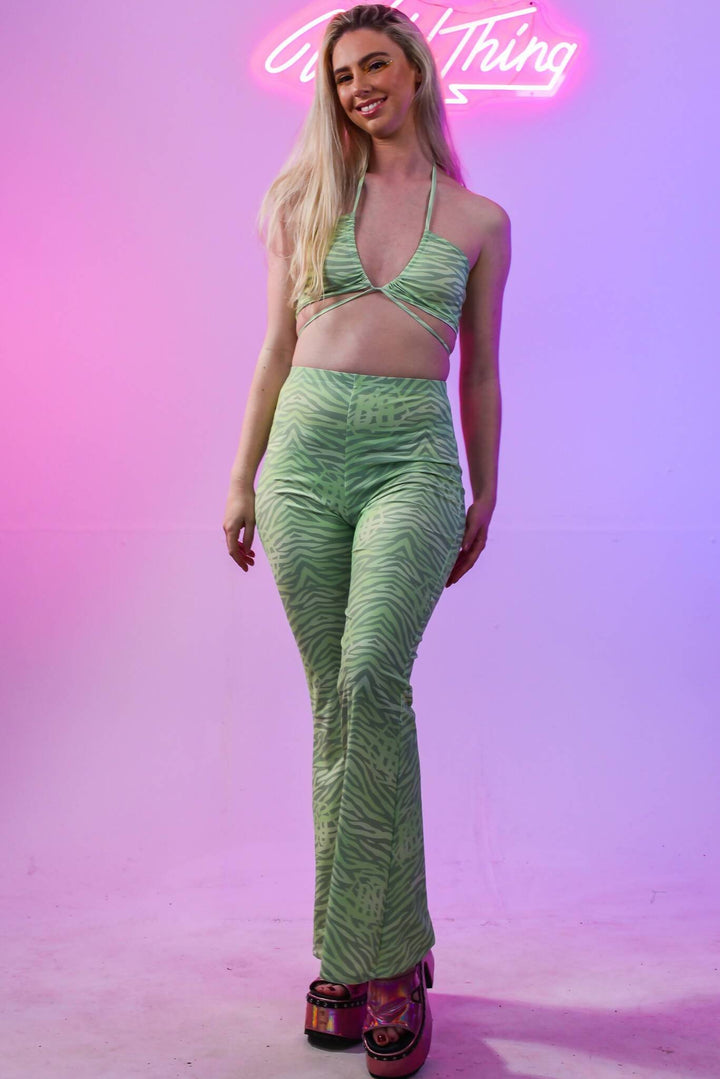 Sage Green Strap Top with matching pants, front view